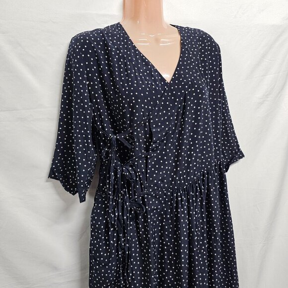 Beams Boy Polka Dot Fit and Flare Wrap Tie Dress Women One Size Blue - Picture 10 of 12